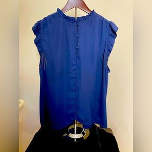 Ruffle neck and sleeve blouse - Ann Taylor